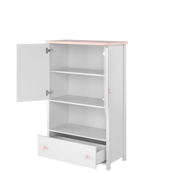 LUNA LN-11 - Komoda 2D1S Biała/Różowa