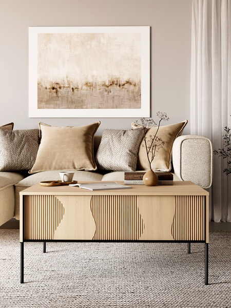 FLOW FW-06 - Stolik Kawowy 1S Dąb Vincenza Bielona Czarny Mat