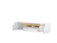 Toledo WM Komoda RTV 2D4S Duża Biały / Biały Połysk