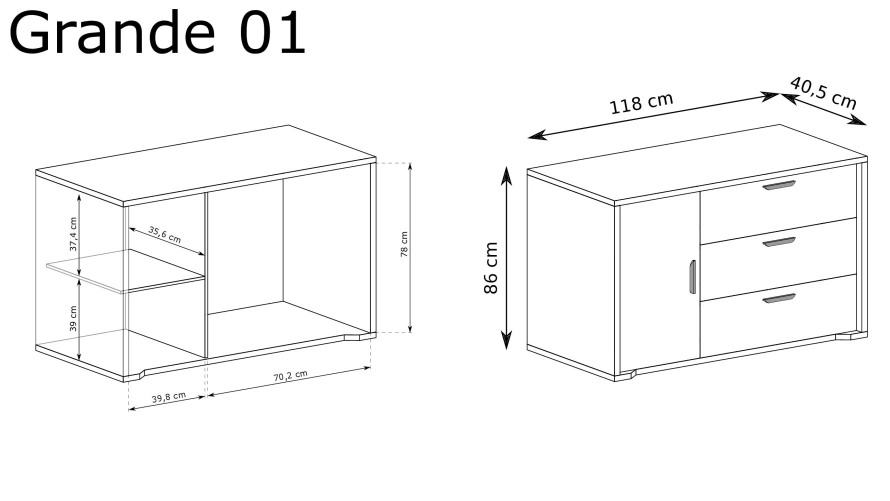 GRANDE-1 - Komoda 1D3S Dąb Cremona