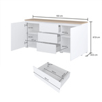 Modo - Komoda 2D3S Biały Mat Dąb Mauvella