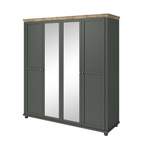 Evora S Szafa 4-drzwiowa z Lustrami Zielony / Dąb Lefkas