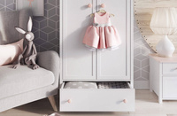 LUNA LN-12 - Szafa Dzielona 2-drzwiowa Biała/Różowa