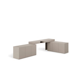 WOOW SET-WOS7P - Zestaw Komoda i Biurko Prawe/Komoda Szampański/Dąb Vincenza Bielona/Clay Grey