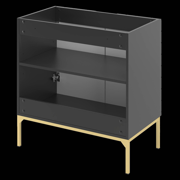 ASPEN-08 - Szafka z Umywalką 2D 80cm Czarny Mat Zestaw-3 Złoty Stelaż