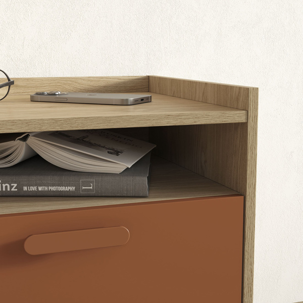 Scandi - Szafka Nocna 1S Dąb Olejowany Ceglany