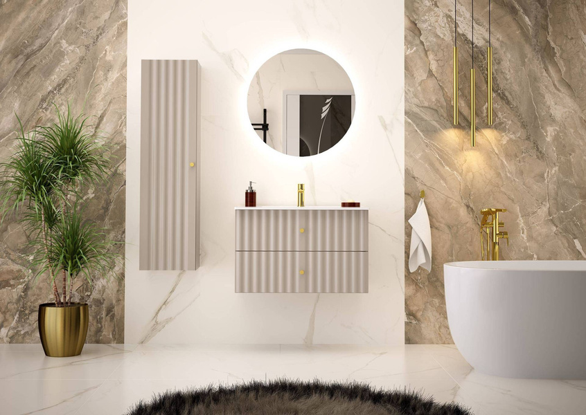 AQUA-01 - Szafka z Umywalką 2S 80cm Kaszmir Zestaw-3