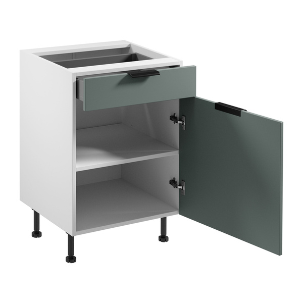 Szafka Kuchenna Dolna 1D1S z Wkładem Na Sztućce Sorento D60S1 P/L AX Biały Green
