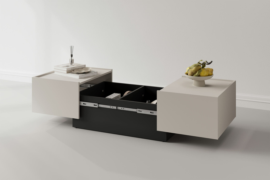 Eko - Stolik Kawowy Rozsuwany Kaszmir Czarny Onyx