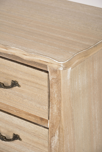 Merano 010B Komoda 3S rustykalna bielona przecierana drewno/mdf