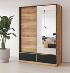 Beta – Szafa 2D2S z Lustrem Dąb Mauvella Czarny mat