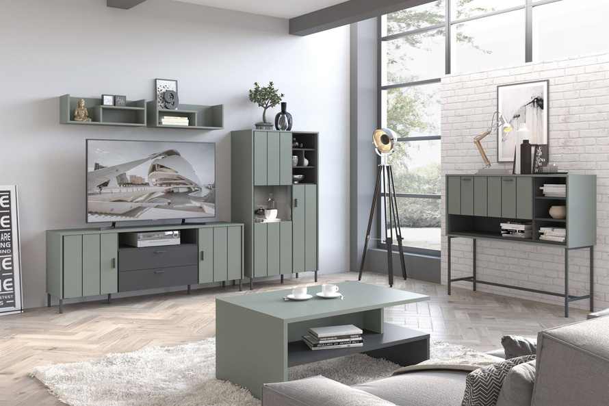 Shirley SHIK06 – Komoda 2D2S Szarozielony/Antracyt/Nadruk