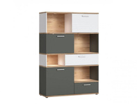 Twenty TWER01 - Regał 3D2S Dąb Honey Castello/Biały/Szary