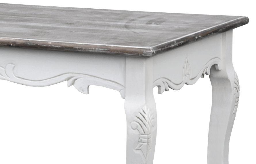 Rimini White 027 Ława prowansalska biała z przecieranym brązowym blatem drewno/mdf