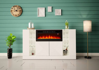 DIUNA-01 - Komoda 4D z Oświetleniem LED i Kominkiem Elektrycznym Biały Mat Biały Połysk