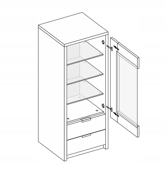 Roma RM-111-WB - Witryna 1D2S Biały Mat Biały Połysk