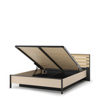ENNA EN-02(160) - Łóżko 160 cm ze Stelażem i Oświetleniem LED Beżowy Czarny