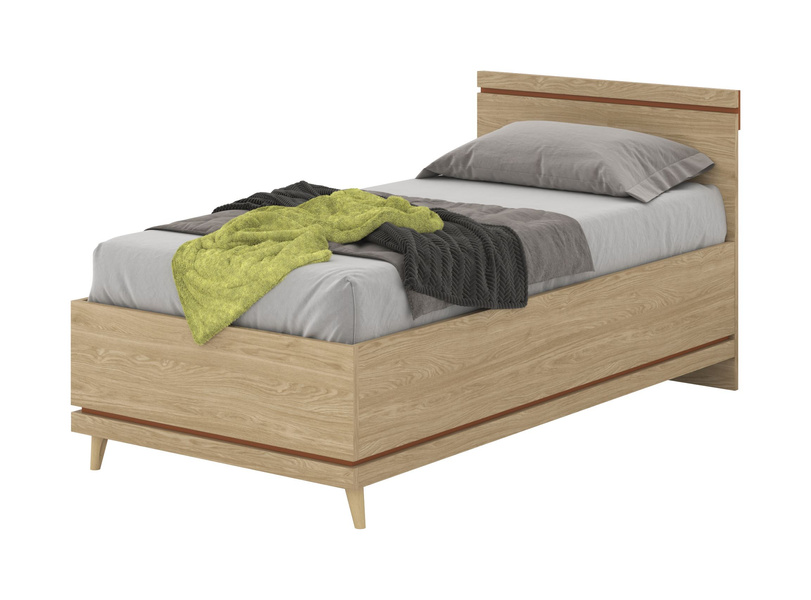 Scandi - Łóżko 100x200 cm Dąb Olejowany Ceglany