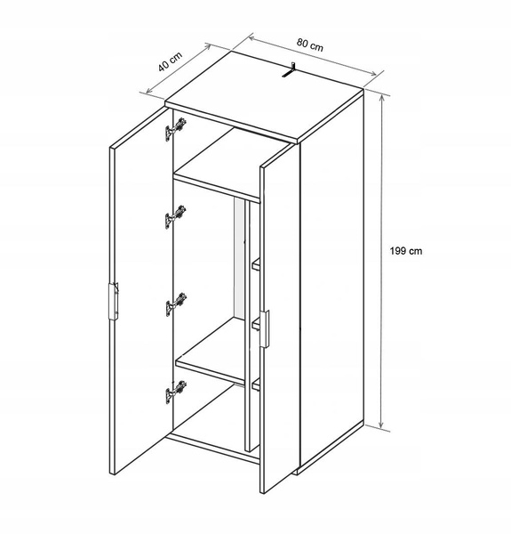 Asti AS-122-WB - Szafa 2-drzwiowa Dąb Craft Biały Połysk