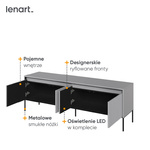TREND TR-05 - Szafka RTV 4-drzwiowa Z Oświetleniem Szara/Czarna
