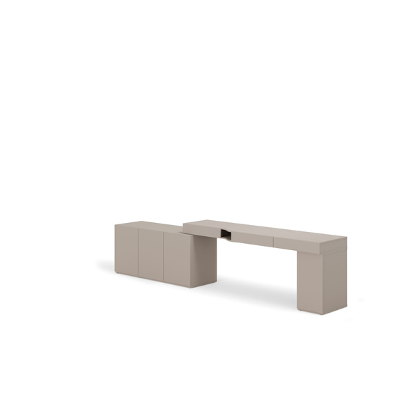 WOOW SET-WOS6P - Zestaw Komoda i Biurko Prawe/Kontenerek Szampański/Dąb Vincenza Bielona/Clay Grey