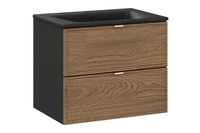 Zestaw Szafka z Umywalką Meblową 60 cm 2 Szuflady Talia Casella Czarny Mat