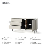 EPIRO EP-04 - Komoda 1D3S1W 161 cm z Oświetleniem Kaszmir Dąb Ciemny