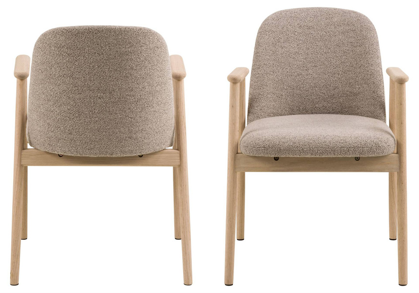 Actona Krzesło do Jadalni z Podłokietnikiem Leo Beżowy Dąb Naturalny