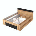 Beta – Łóżko 160/200 cm z Szufladami Dąb Mauvella Czarny mat