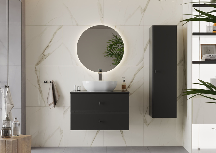 RAY-01 - Szafka pod Umywalkę 2S 80 cm Czarny Mat