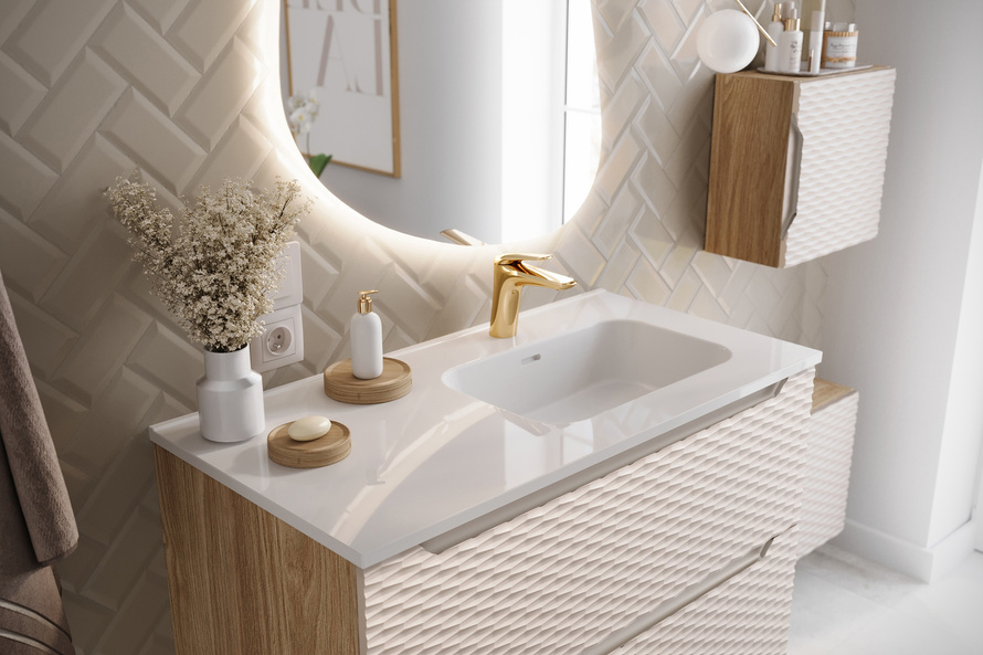 Bateria Umywalkowa Niska Niagara Złota