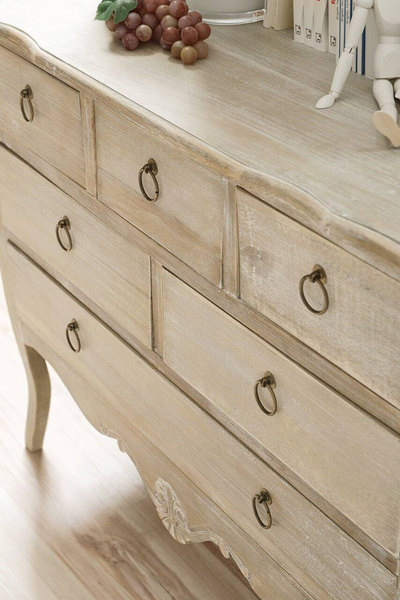 Merano 024B Komoda 6S rustykalna bielona przecierana drewno/mdf