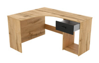 Corner – Biurko Narożne 1 Szuflada Dąb Wotan / Czarny Onyks