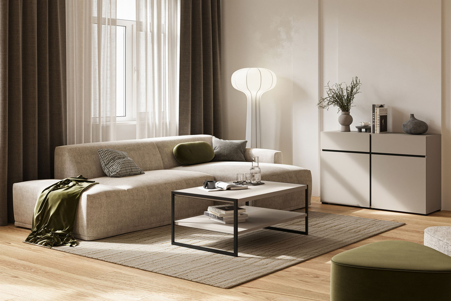 Eko - Stolik Kawowy Prostokątny Congo Czarny Metal