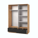 Beta – Szafa 2D2S z Lustrem Dąb Mauvella Czarny mat