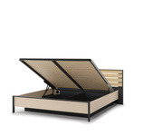 ENNA EN-02(180) - Łóżko 180 cm ze Stelażem i Oświetleniem LED Beżowy Czarny