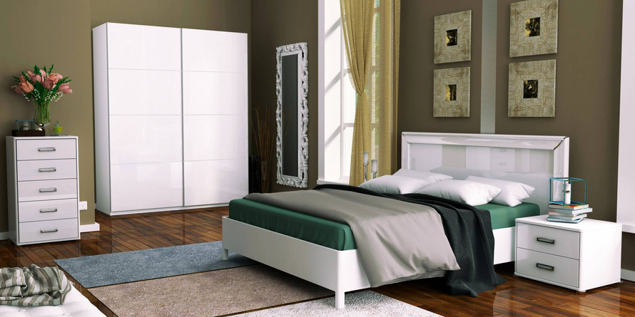 Bella BL-20-WB - Szafa 2-drzwiowa Przesuwna Biały Mat Biały Połysk