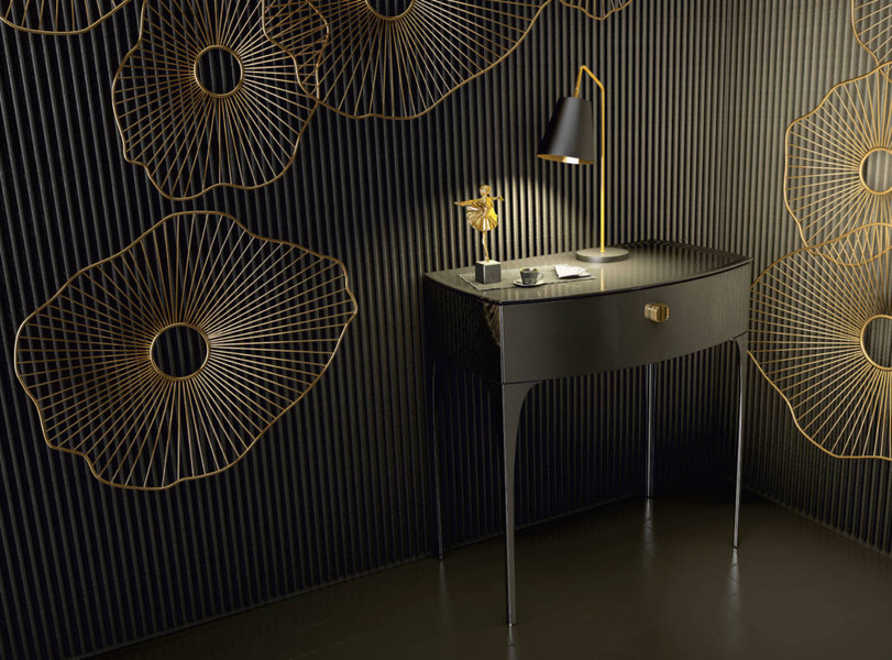 Oristo Szafka Z NÓŻKAMI z blatem w czarnym połysku 82 cm 1S LOUIS czarna połysk