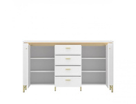 Lazio LAZK02 – Komoda 2D4S z Oświetleniem LED Biały Alpejski/Biały Połysk/Złoty