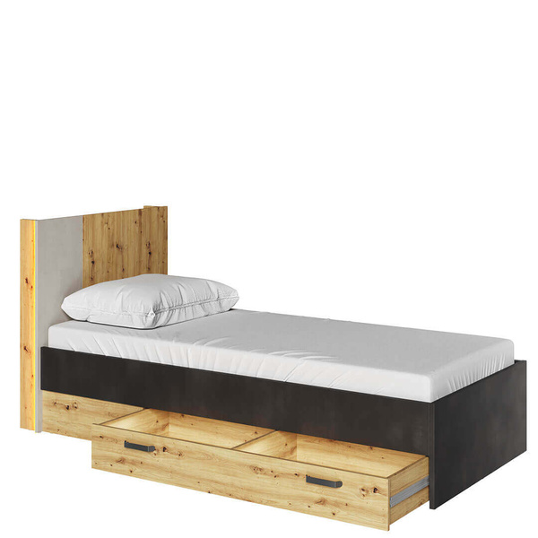 QUBIC QB-12 - Łóżko 90 1S Ze Stelażem Z Oświetleniem