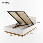 DENTRO DT-02 - Łóżko (140) Z Pojemnikiem I Oświetleniem Białe/Dąb Stirling