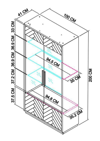 Seville 26-2 Witryna czarna drewno 2D