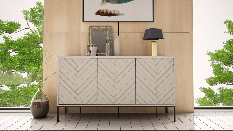 ASPEN-03 - Komoda 3-drzwiowa Kaszmir Czarny Stelaż