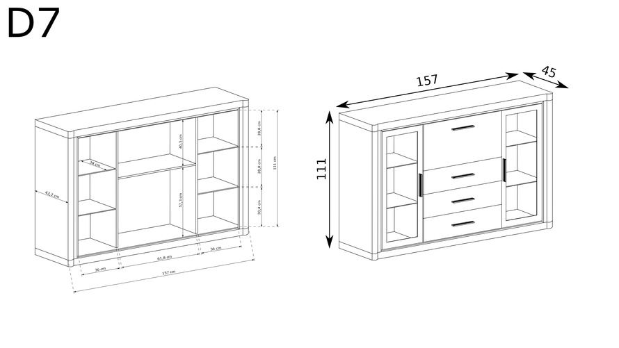 DALLAS-7 - Witryna 2D3S Barek Dąb Truflowy