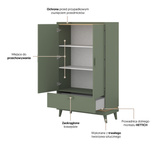 Scandi - Bieliźniarka 2D1S Zgaszona Zieleń Dąb Olejowany