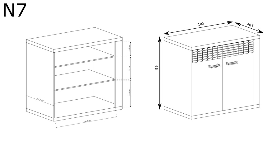 NATURAL-7 - Komoda 2D1S Ribbeck