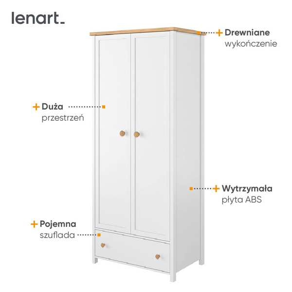 STORY SO-12 - Szafa 2-drzwiowa Biała/Dąb Nash