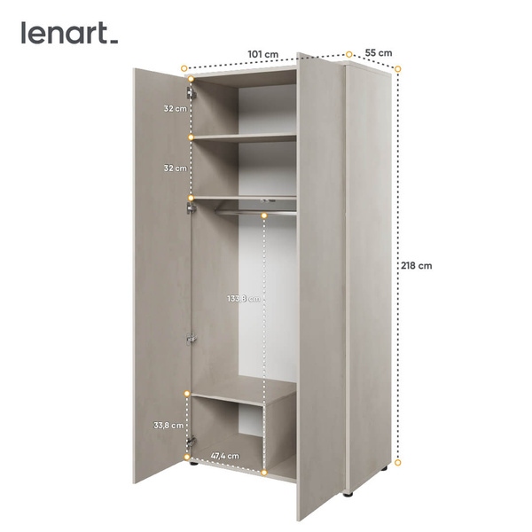 TEEN FLEX TF-01 - Szafa 2-drzwiowa Silk Flou