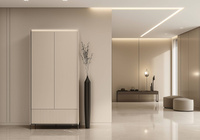 TREND TG-02 - Szafa 2D1S z Oświetleniem LED Beż Piaskowy Czarny Mat