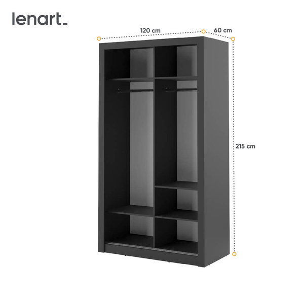 ARTI AR-06 - Szafa Przesuwna 2-drzwiowa 120 cm Czarna